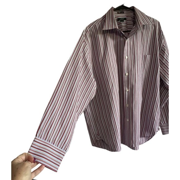 J. Crew Mens Red Blue Striped Button Dress Shirt XL 17"-17.5"Cotton Officewear - Picture 4 of 6
